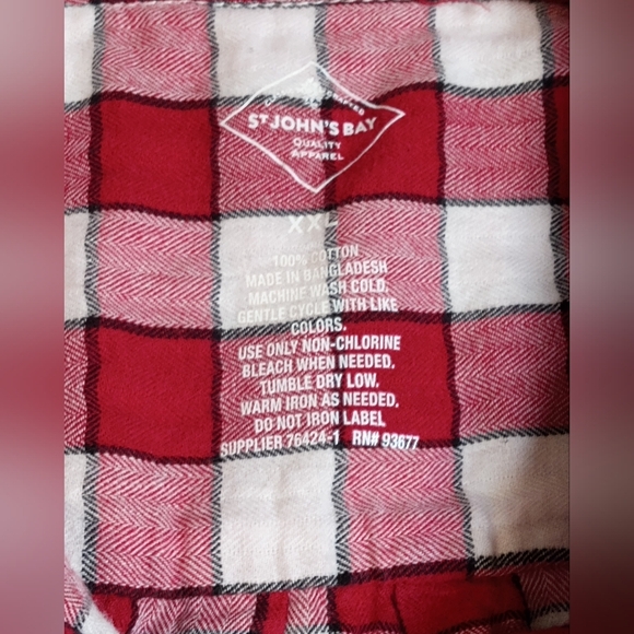 St John's Bay Flannel shirt 100 percent cotton. Size XXL women's red and white - Picture 5 of 8